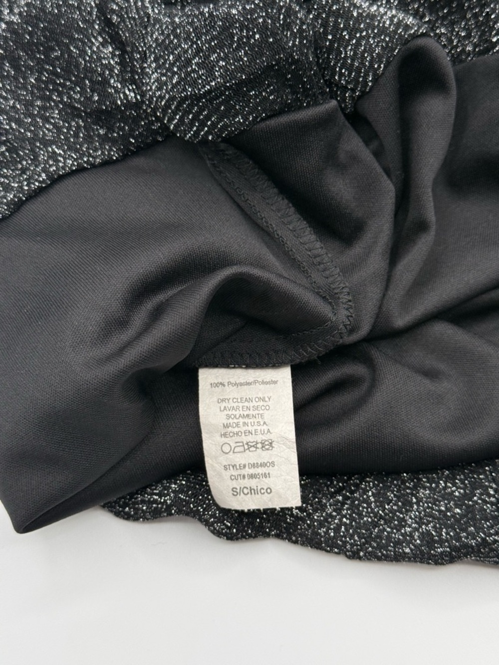 Agaci Y2K Black Glitter Rosette Bodice Party Dress Satin Waist Size S D88400S - Picture 7 of 7